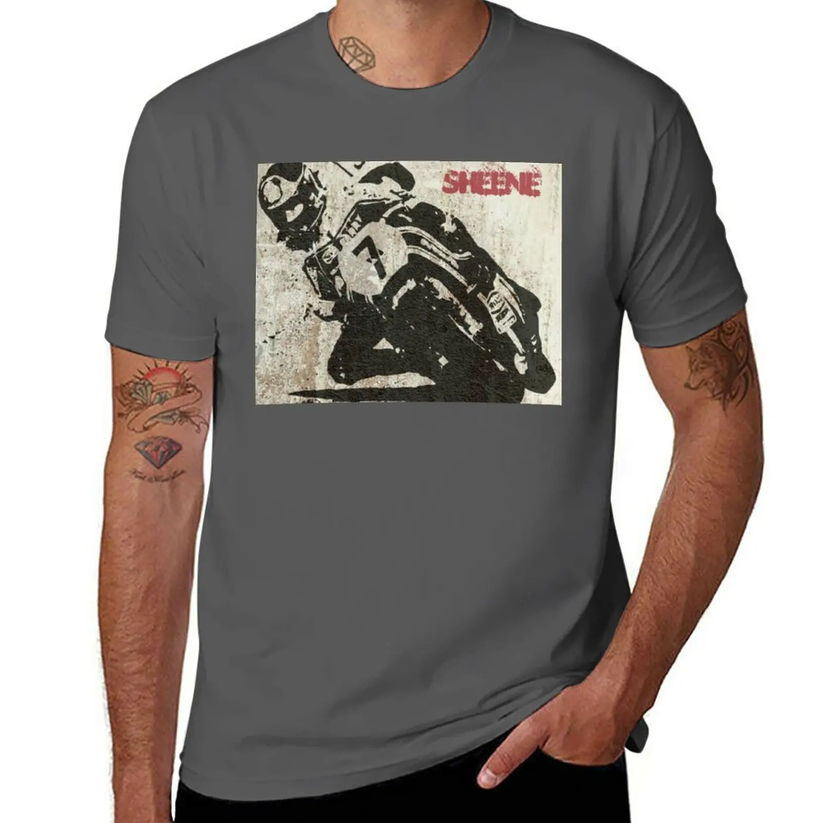 Graffiti Art: Numero 7: Maglietta Barry Sheene Abbigliamento Anime Abbigliamento Vintage Nero Abbigliamento Estetico Magliette Grafiche Da Uomo