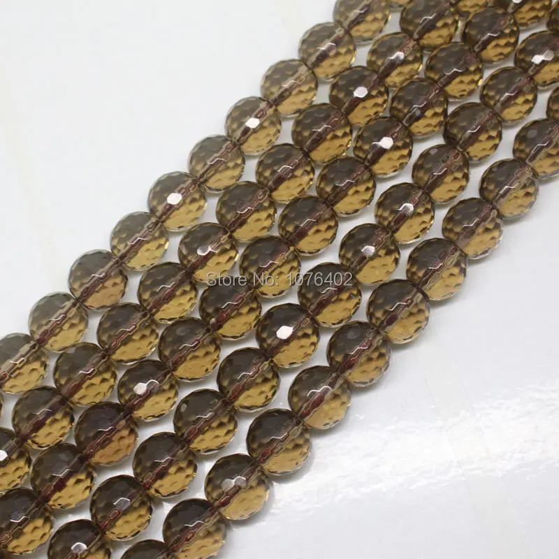 Mini. Ordine È $7! Il Commercio All'Ingrosso È 35 Pcs.12Mm Sfaccettato Smoky Brown Quartz Rotonda Branelli Allentati Diy 15"