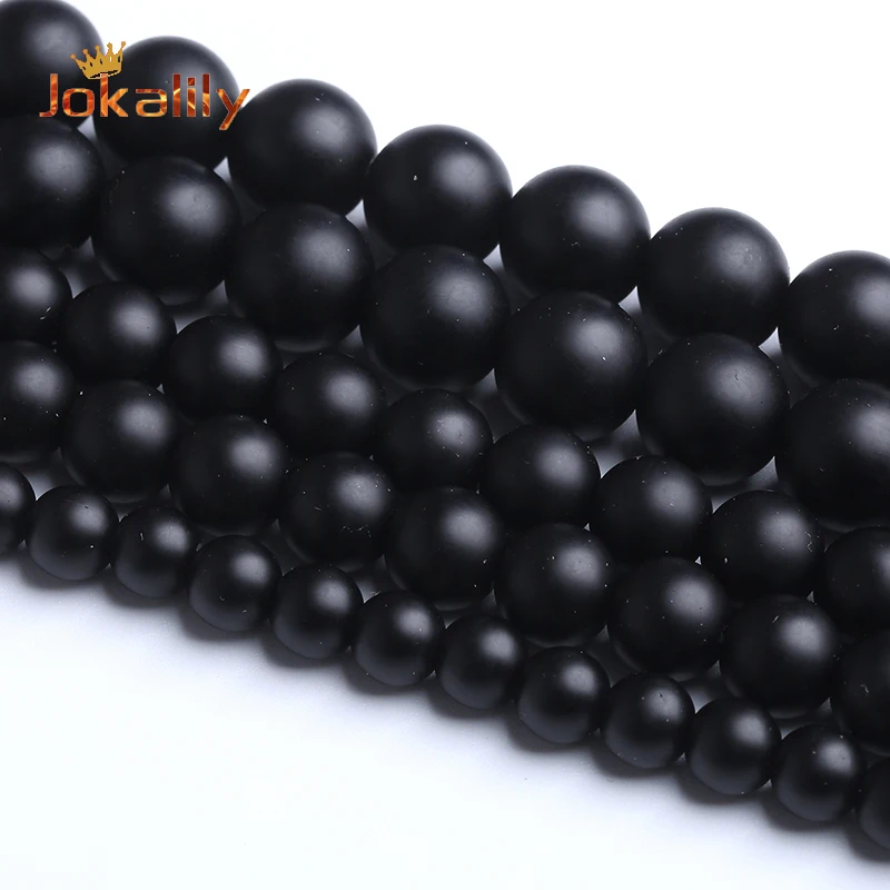 Natural Stone Black Agates Onyx Beads For Jewelry Making Round Loose Beads Diy Charms Bracelet Wholesale 4 6 8 10 12Mm 15"Strand
