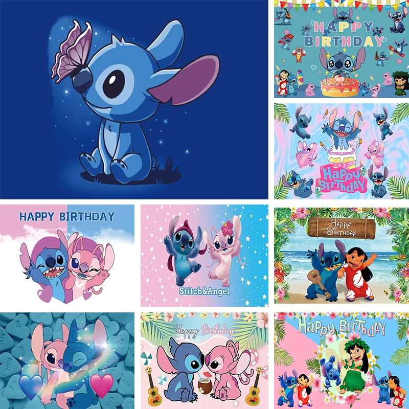 Lilo And Stitch Birthday Party Sfondo Baby Shower Stitch Angel Decorations Banner Custom Photo Background Photography Puntelli