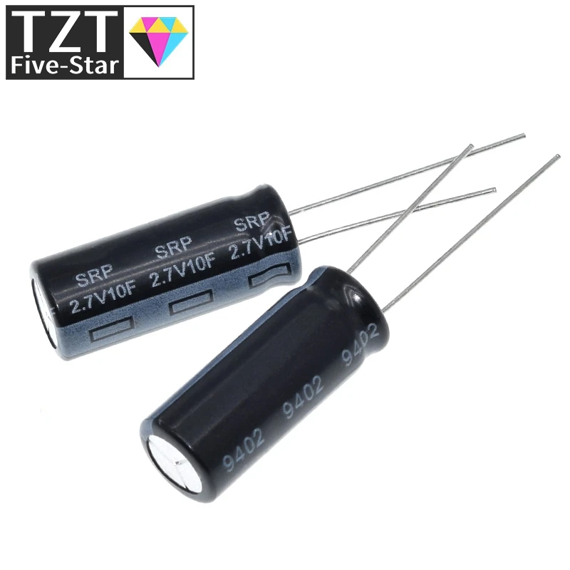 5 Pezzi 2.7V 10F Condensatore Cilindrico Ultra Super Farad Supercap Ad Alta Potenza 10X26Mm