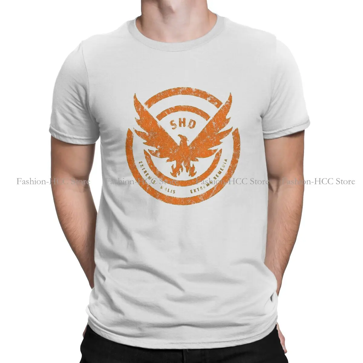 Maglietta In Poliestere Hip Hop Arancione Invecchiato Con Logo Shd The Division 2 Shd Printing Streetwear Maglietta Casual Da Uomo