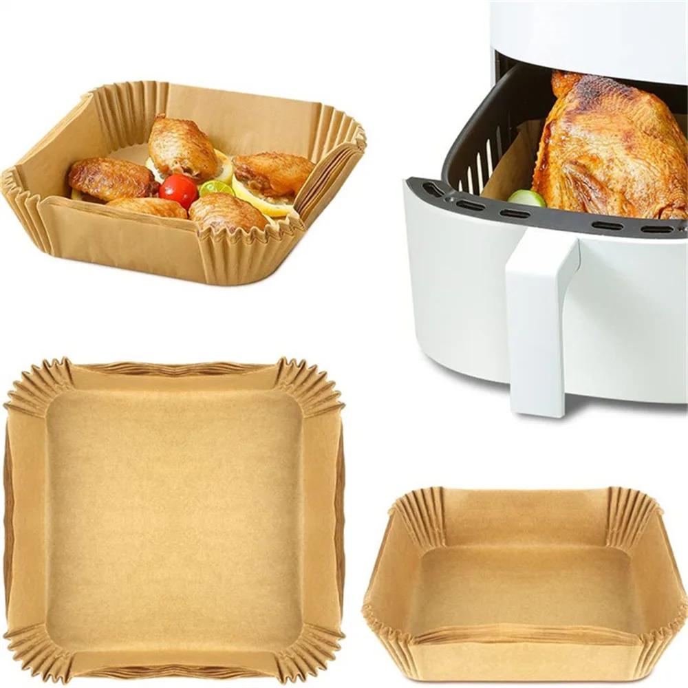 30/50Pcs 16/20Cm Quadrato Airfryer Carta Da Forno Antiaderente Usa E Getta Pergamena Fodera Di Carta Cibo Fritto Accessori Da Cucina