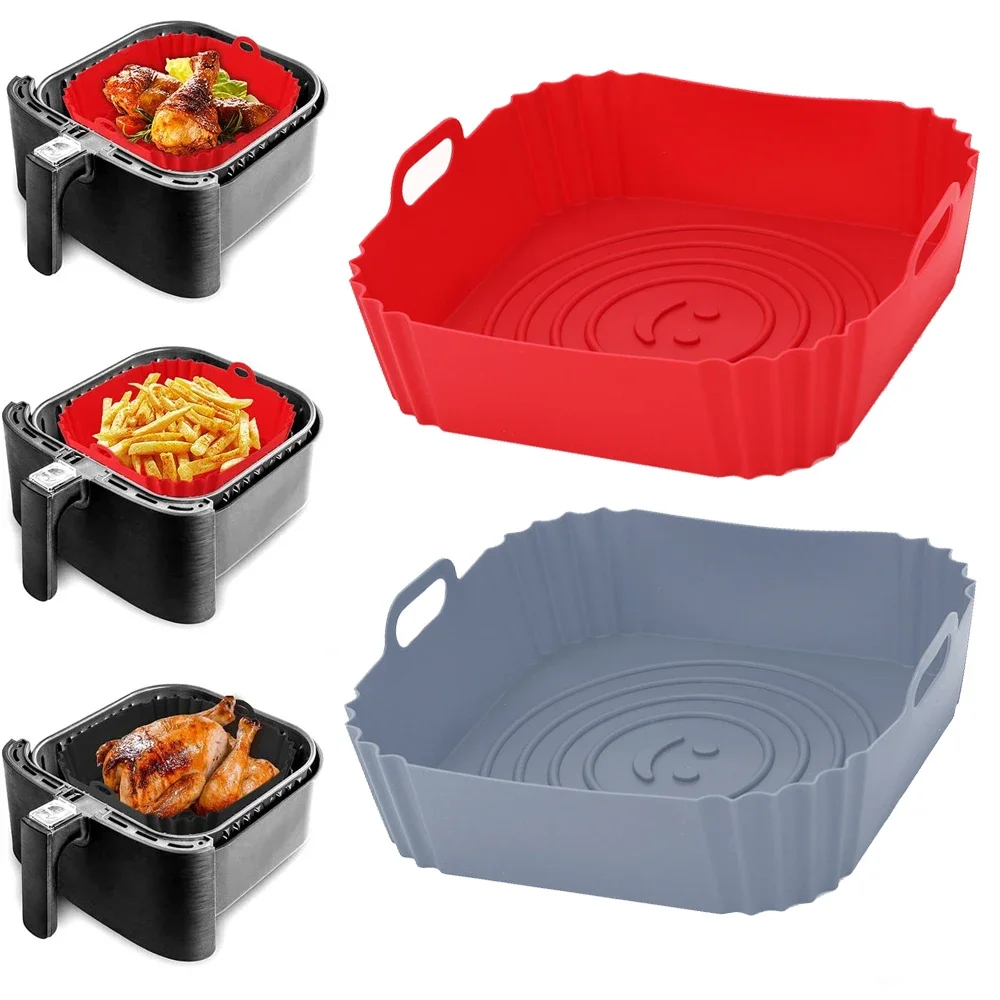 Riutilizzabile Airfryer Pan Liner Accessori Silicone Friggitrici Ad Aria Forno Teglia Pizza Pollo Airfryer Stampo In Silicone Antiaderente