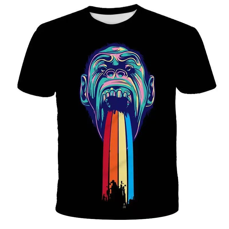 Hip Hop Gorilla Estate Da Uomo Nuova Maglietta Stampata Digitale 3D Hd Moda Grande Linea Silhouette Tendenza Girocollo Camicia Di Alta Qualità