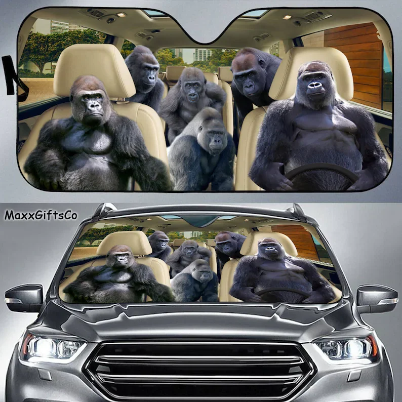 Parasole Per Auto Gorilla, Parabrezza Gorilla, Parasole Per Famiglie, Accessori Per Auto Gorilla, Decorazione Per Auto, Regalo Per Papà, Mamma