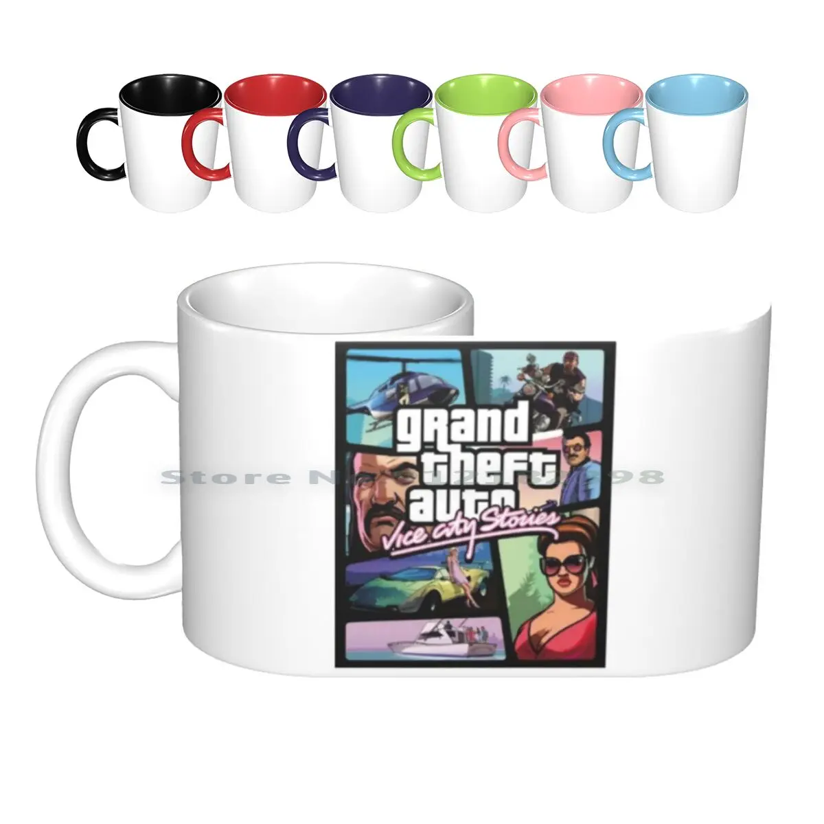 -Vice City Stories Tazze In Ceramica Tazze Da Caffè Tazza Da Tè Al Latte Vice City Grand Theft Auto San Andrea 80S Retro Miami City Gaming