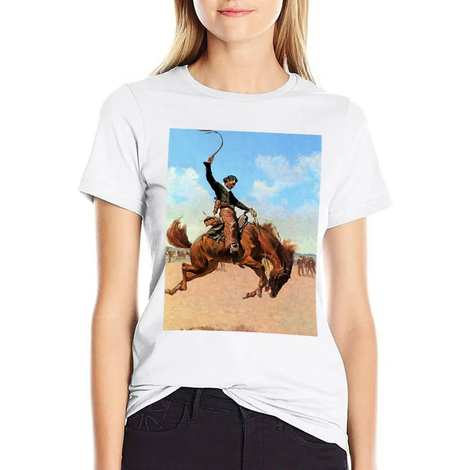 "The Buck Jumper" Di Spugna Remington T-Shirt Lady Clothes Cute Clothes Graphics Summer Camicette Donna 2024