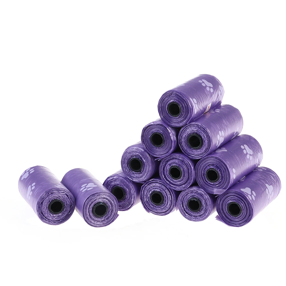 24 Rolls Viola Pet Dog Poop Bags Gatto Sacchetti Di Animali Domestici Cane Di Rifiuti Pick Up Clean Immondizia Esterna Dei Rifiuti Poop Bags
