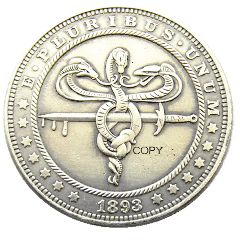 Hb(163)Us Hobo Morgan Dollar Skull Zombie Zkeleton Monete Placcate Argento