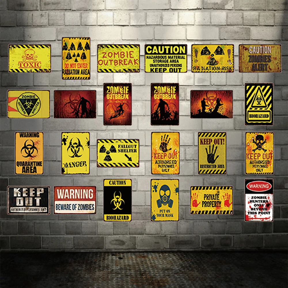 [Mike86] Attenzione Tossica Rilevatore Di Zombie Keep Out Metal Sign Tin Poster Home Decor Bar Wall Art Painting 20*30 Cm Dd-8