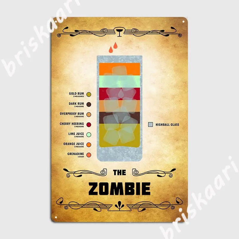 Zombie Cocktail Classic Metal Sign Soggiorno Murale Pittura Cinema Soggiorno Personalizzato Tin Sign Poster