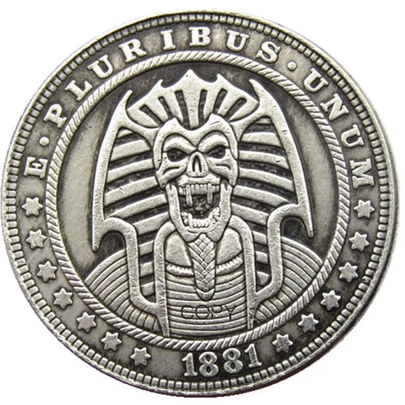 Hb(126)Us Hobo Morgan Dollar Skull Zombie Zkeleton Monete Placcate Argento