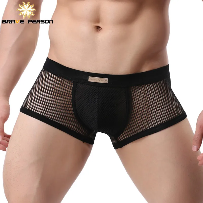 Brave Person Underwear Boxer Da Uomo Traspirante Mesh Hollow Boxer Shorts Biancheria Intima Sexy Mutandine Trasparenti Boxer Da Uomo B1150