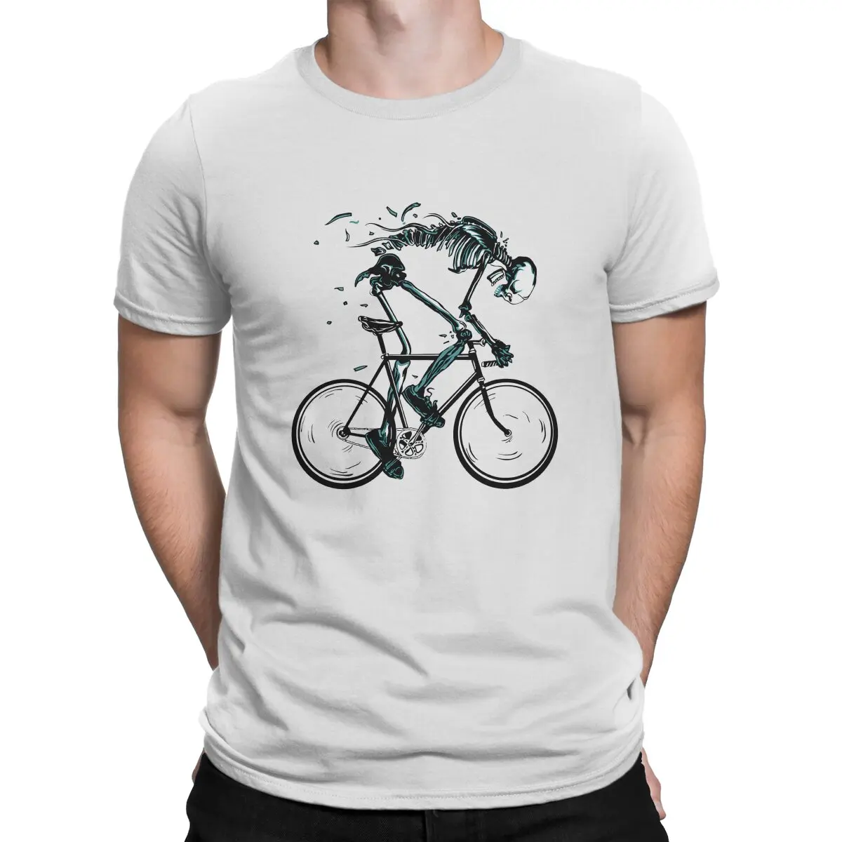 Ciclismo Sport Mountain Bike Uomo Tshirt Bike To The Death Cool Scheletro In Sella A Una Maglietta In Poliestere Per Bicicletta