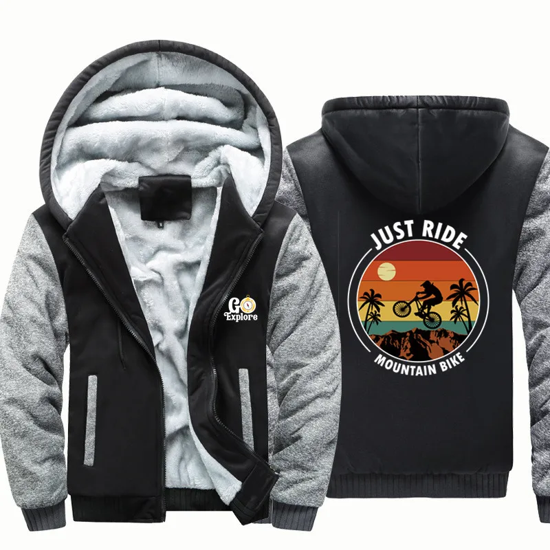 New Just Ride Mountain Bike Uomo Cappotto Giacca Warm Wool Fleece Uomo Cappotti Felpe Felpe Streetwear Autunno Inverno Abbigliamento Uomo