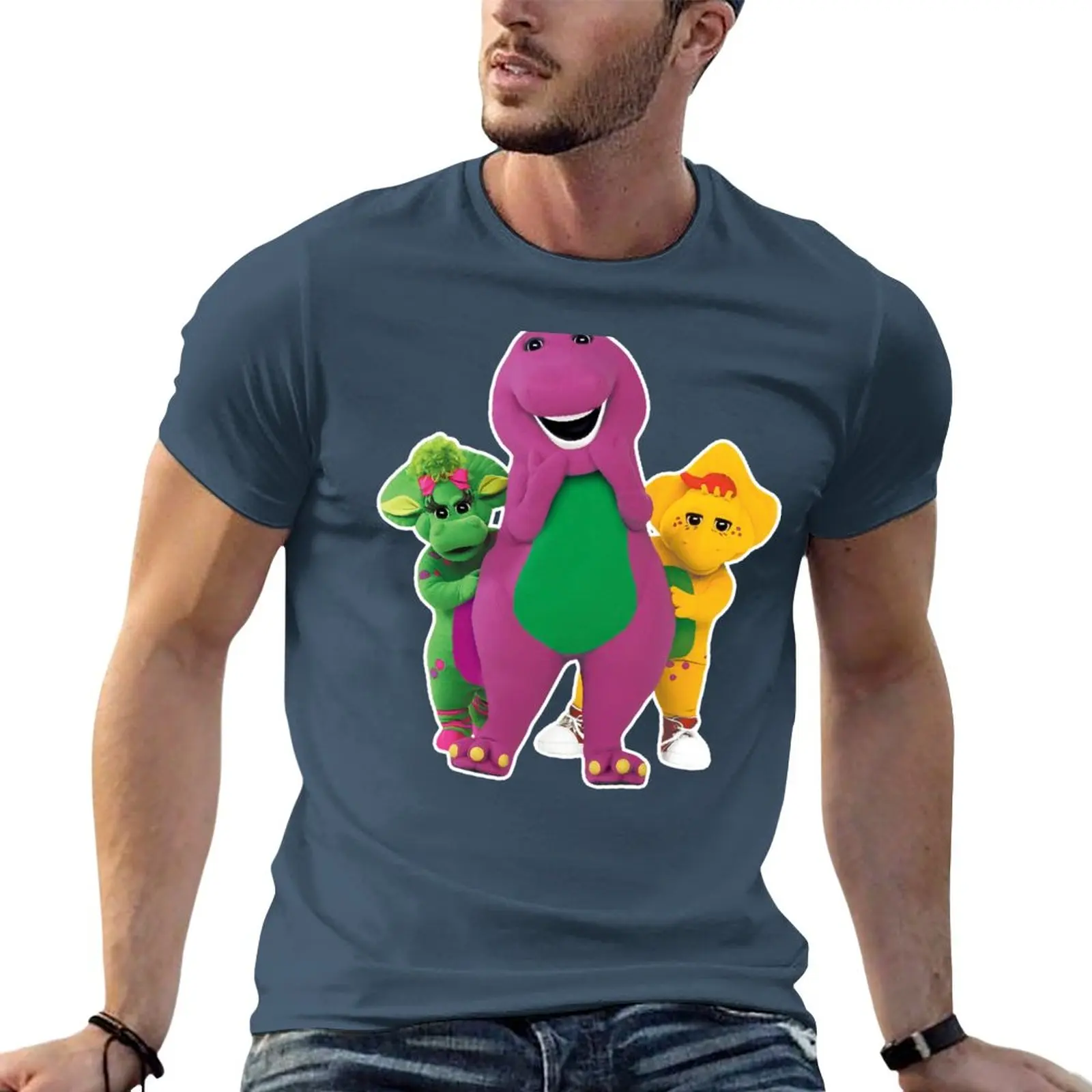 New Barney The Dinosaur Trio T-Shirt Magliette Pesanti Ragazzi Magliette Bianche T-Shirt Uomo Moda Coreana Maglietta Da Uomo