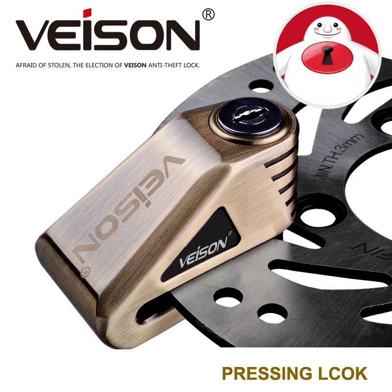 Veison New Security Protect Anti Motorcycle Thief Electric Motobike Bike Motocross Scooter Wheel Brake Disc Lock Lega Di Zinco