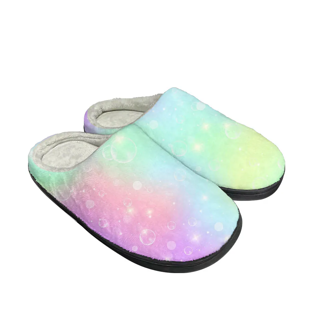 Colorful Rainbow Funny Home Cotton Custom Slippers High Quality Mens Womens Plush Fashion Casual Keep Warm Shoes Thermal Slipper