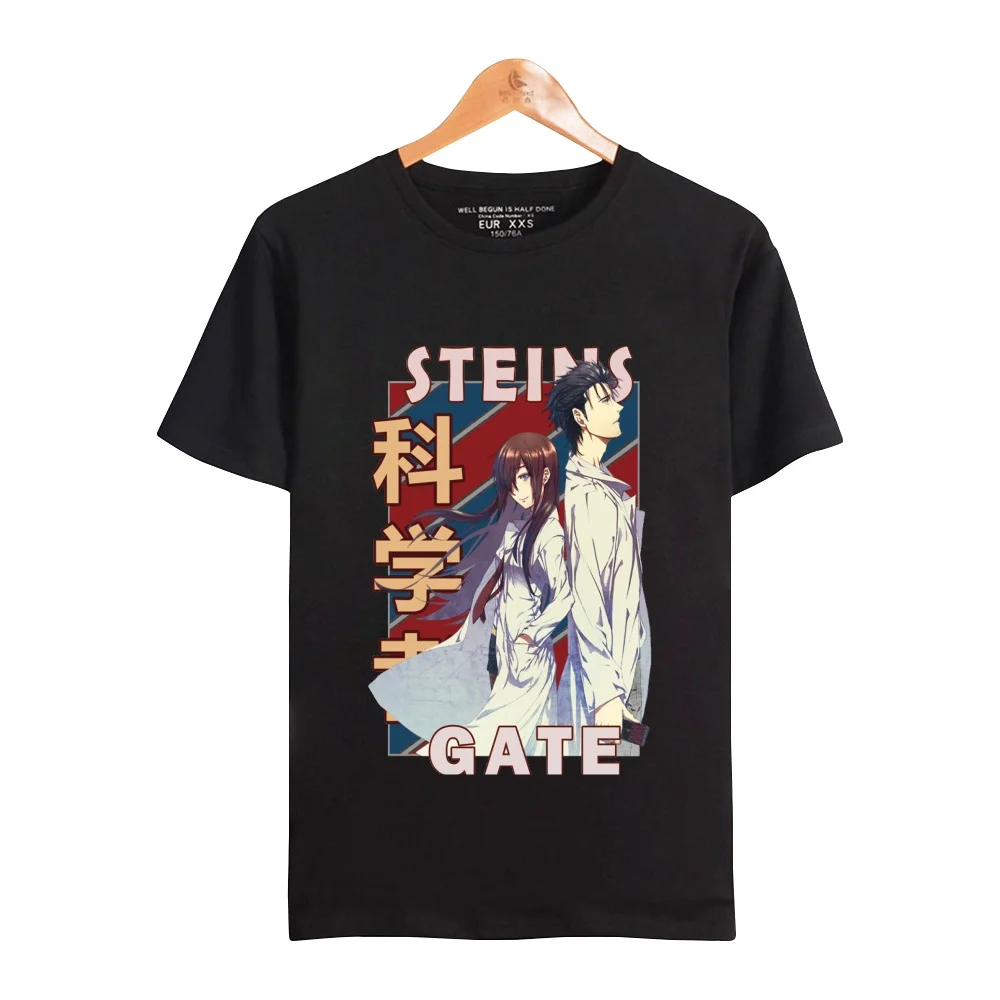 Manga Steins Gate Tshirt Unisex O-Neck Summer Short Sleeve Men Women Tshirt Harajuku Streetwear 2021 Japanese Anime Clothes