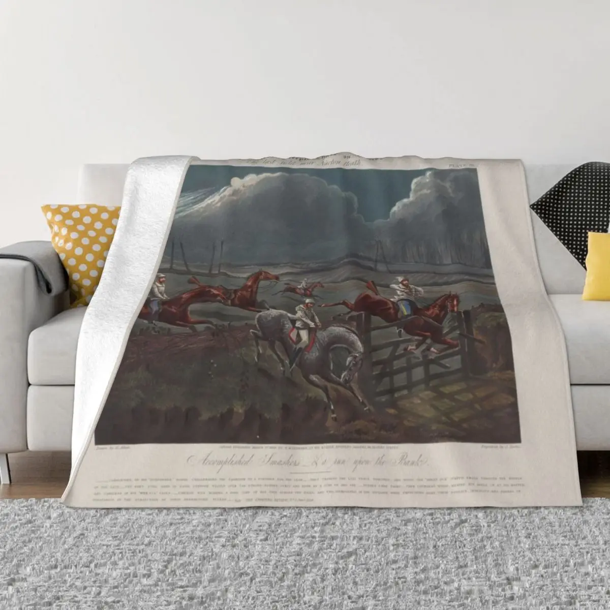 1839 Antico Steeplachase Jump Horse Racing Piastra Per Incisione Iii Di Henry Thomas Alken Coperta Da Tiro Coperta Per Pisolino