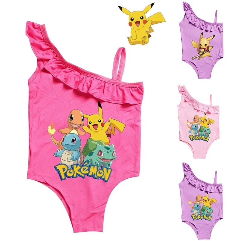Costume Da Bagno Per Bambina Pokemon Pikachu Costume Da Bagno Intero Kawaii Anime 2-10Y Costume Da Bagno Bambina Costume Da Bagno Bambino Vacanza Spia