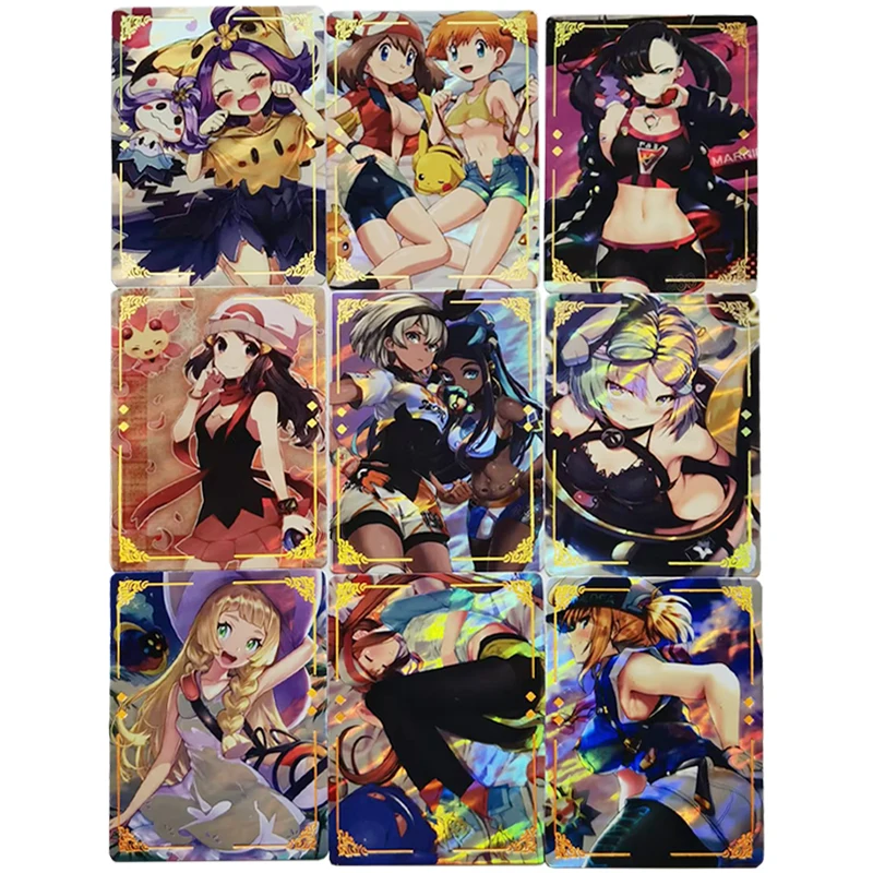 Fai Da Te Self Made 9 Pz/Set Pokemon Trainer Lillie Marnie Ionico Kawaii Collection Card Anime Periferiche Misty Card Giocattolo Regalo