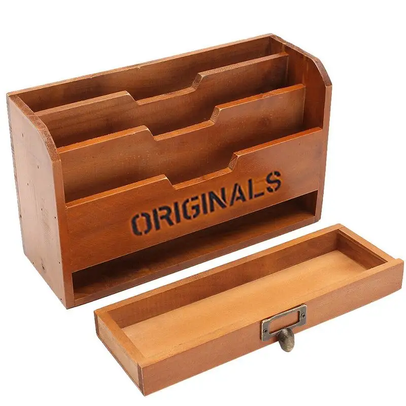 Desktop In Legno Vintage Letter Rack Grid Storage Holder File A Parete Office Post Mail Document Paper Home Card