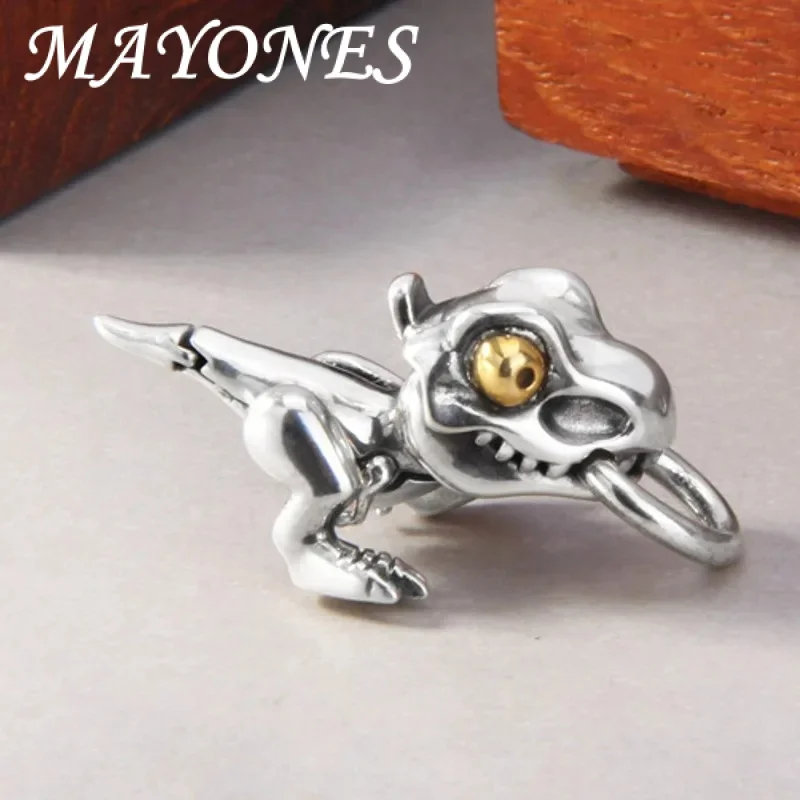 Mayones New S925 Sterling Silver Etro Cute Giunti Mobili Tyrannosaurus Rex Pendenti Uomo E Donna.