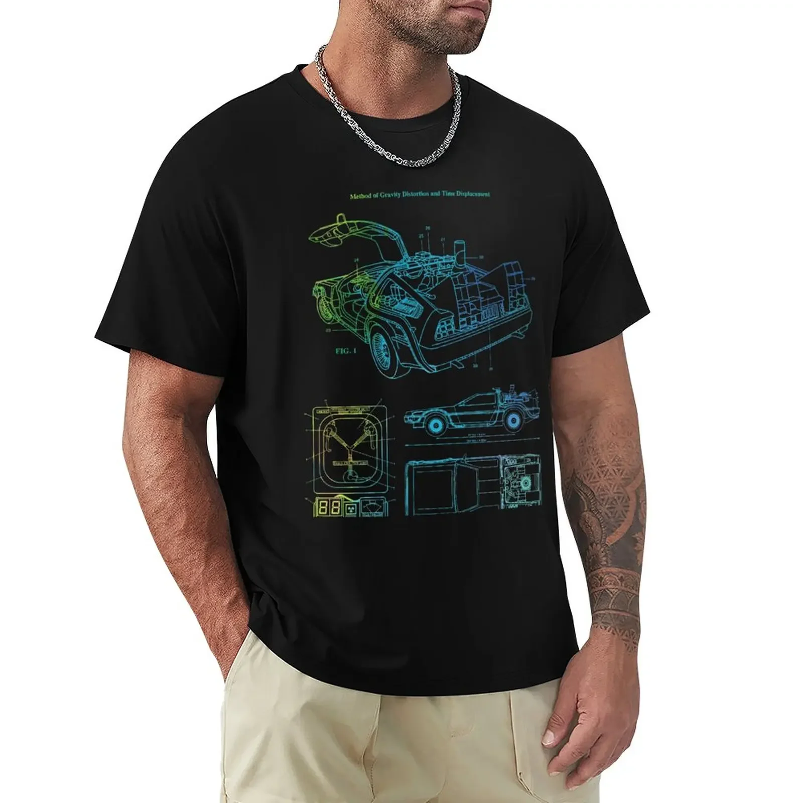 Delorean Time Machine Patent T-Shirt Camicie Ad Asciugatura Rapida Magliette Grafiche Magliette Vintage Da Uomo