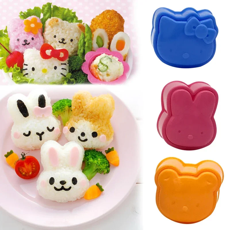 Sushi Mold Maker Sushi Making Kit Cartoon Bear Rabbit Onigiri Stampo Per Palline Di Riso Pranzo Per Bambini Accessori Per Utensili Da Cucina