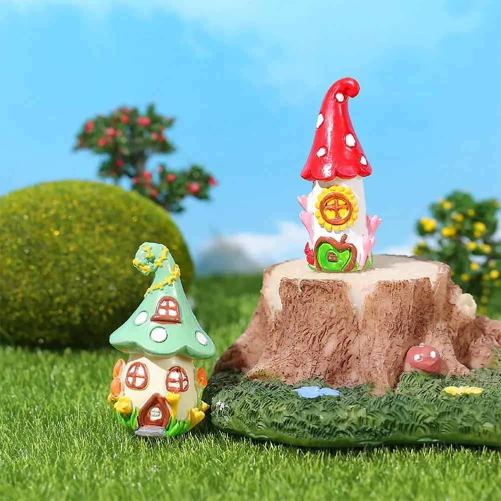 Piuttosto Resistente All'Usura Fairy World Mushroom Cottage Desk Ornament 3D Smooth Mushroom Mini House Miniature Landscape