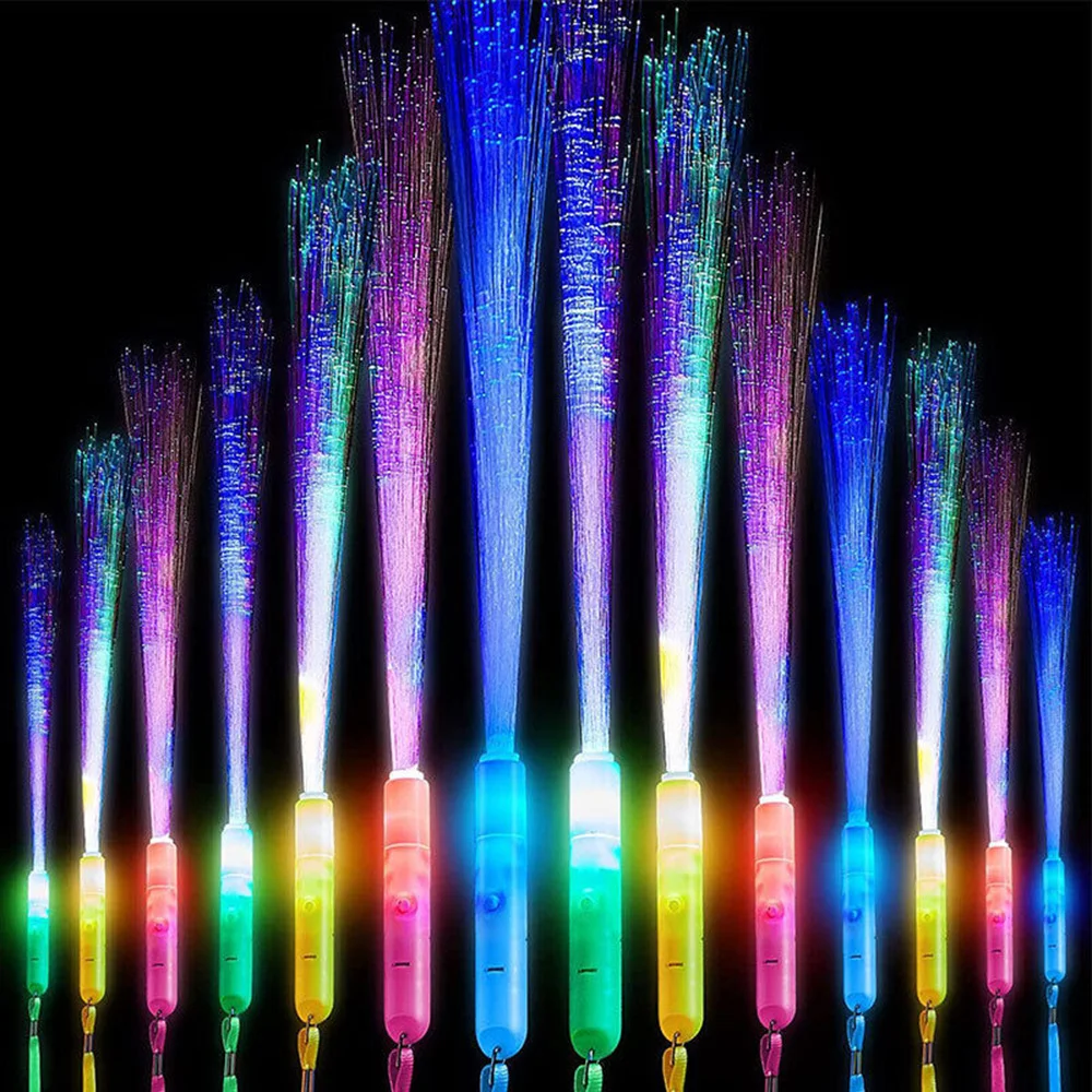 5/12Pcs Glow Fiber Optic Sticks Braccialetti Lampeggianti Led Light Sticks Party Dance Concert Puntelli Luminosi Glow In The Dark Light