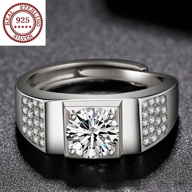 Nuovo Design Unico S925 Argento All Over The Sky Moss Diamond Ring Prepotente Gioielli In Stile Ufficio Maschile Di Alta Qualità