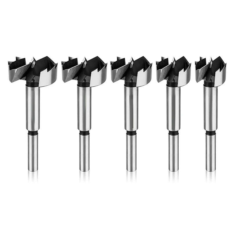 Vendita Calda Forstner Bit Set, 5 Pezzi Forstner Bits Foratura Del Legno Fori Tascabili A Fondo Piatto Liscio In Legno, Punte Con Gambo Da 3-8 Pollici