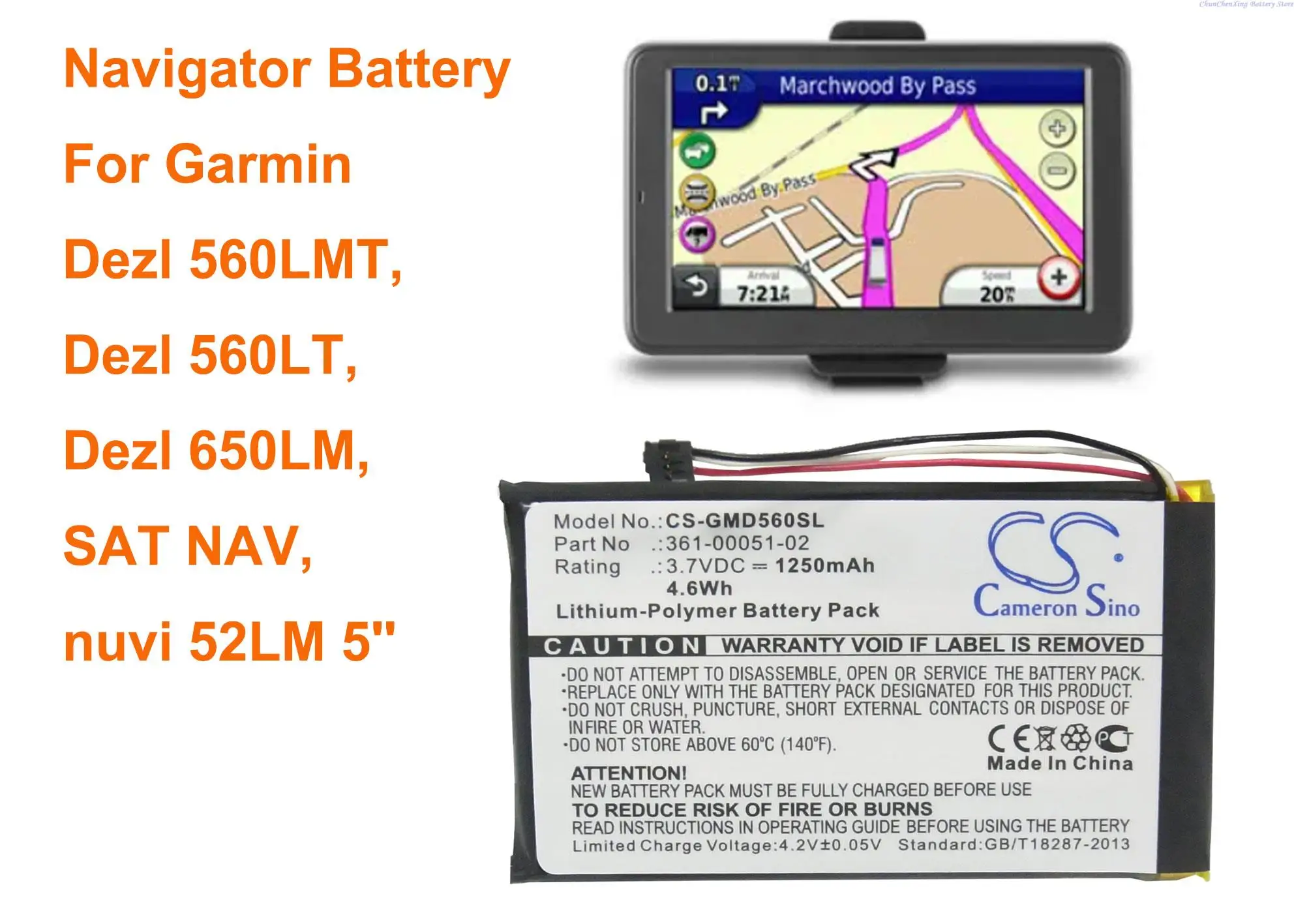 Orangeyu 1250Mah Gps, Batteria Navigatore Per Garmin Dezl 560Lmt, Dezl 560Lt, Dezl 650Lm, Sat Nav, Nuvi 52Lm 5''