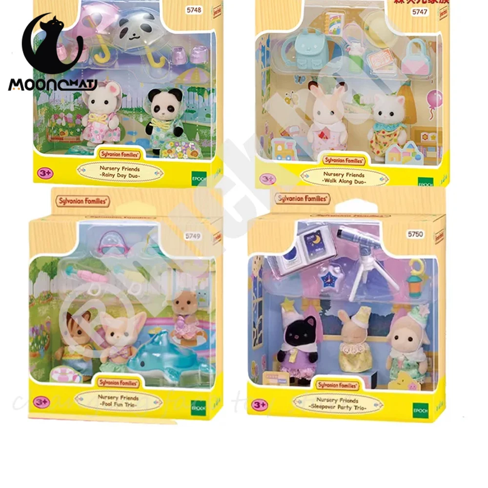 Original Sylvanian Family Nursery Friends Figure Kawaii Kindergarten Baby Waterproof Starry Sky Sylvanian Doll Forest Family To