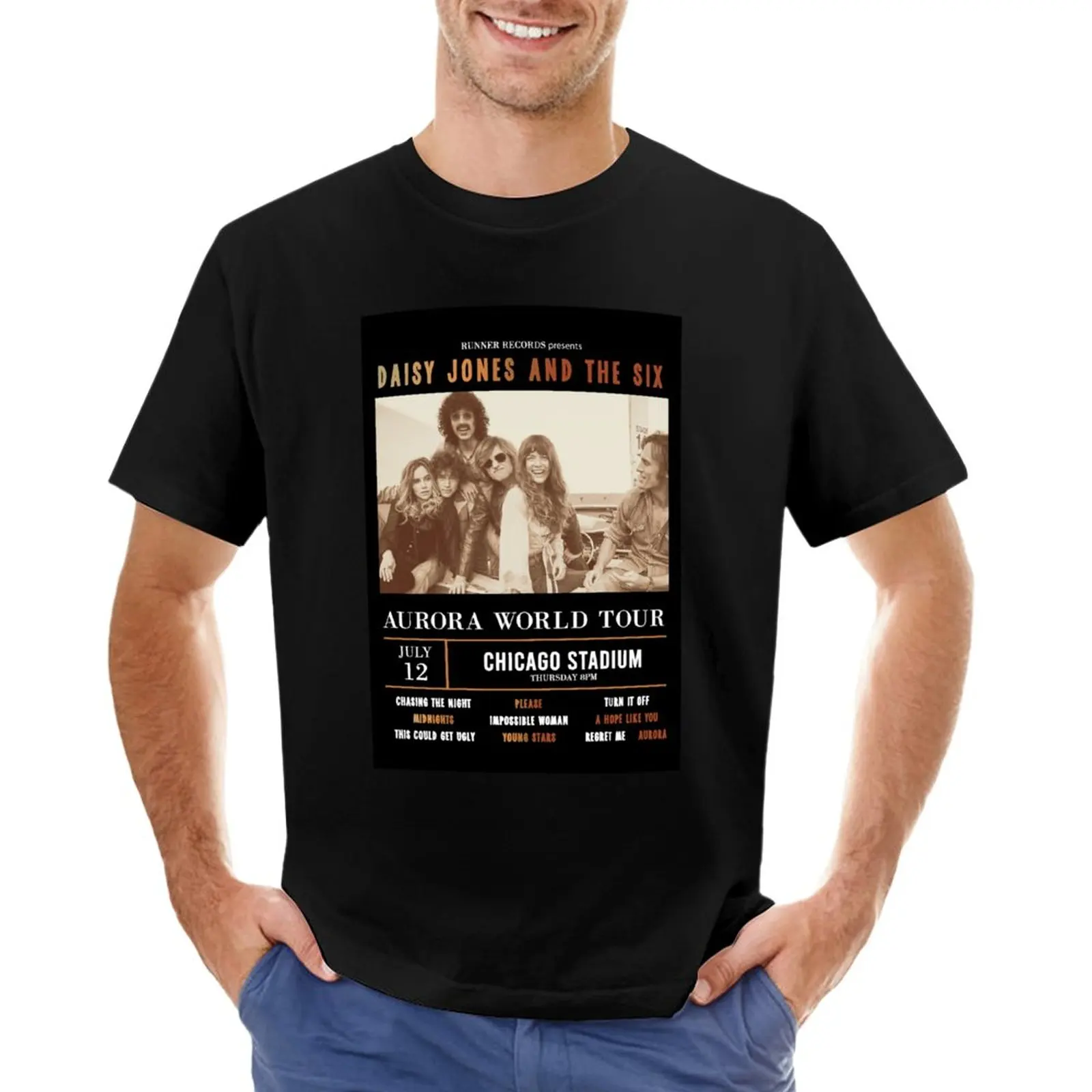 Daisy Jones And The Six Tour Poster T-Shirt Aesthetic Clothing Oversized T-Shirt Mens Tall T Shirts