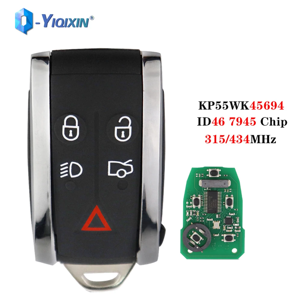 Yiqixin 5 Pulsanti Chiave Per Auto Remota Per Jaguar Xf Xfr Xk Xkr 2009-2013 Muslimf7945 315/434Mhz Id46 Auto Smart Uncut Blade