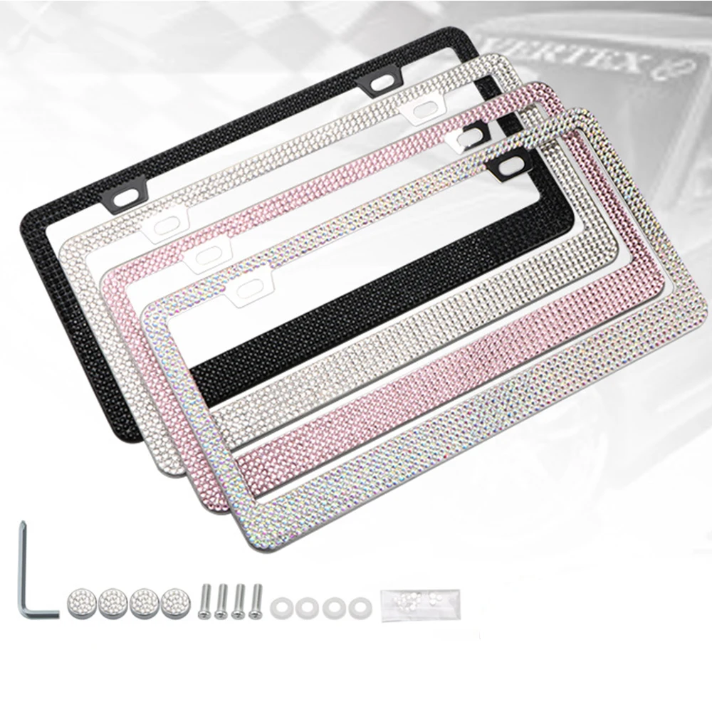 Hot Us Modello Targa Telaio Bling Crystal Donne Targa Telaio Porta Targa Strass Auto Targa