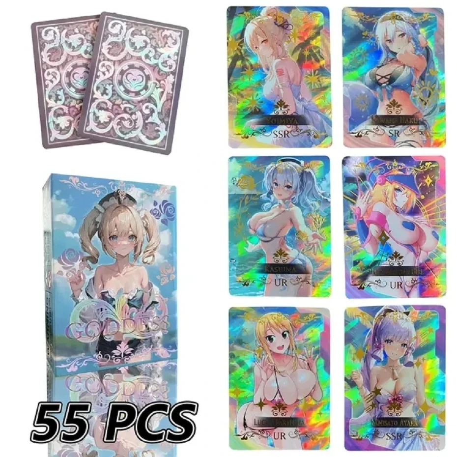 55Pcs Card Goddess Story Part Holographic All Shiny Anime Sexy Swimwear Girl Collection Card Ayaka Genshin Girl