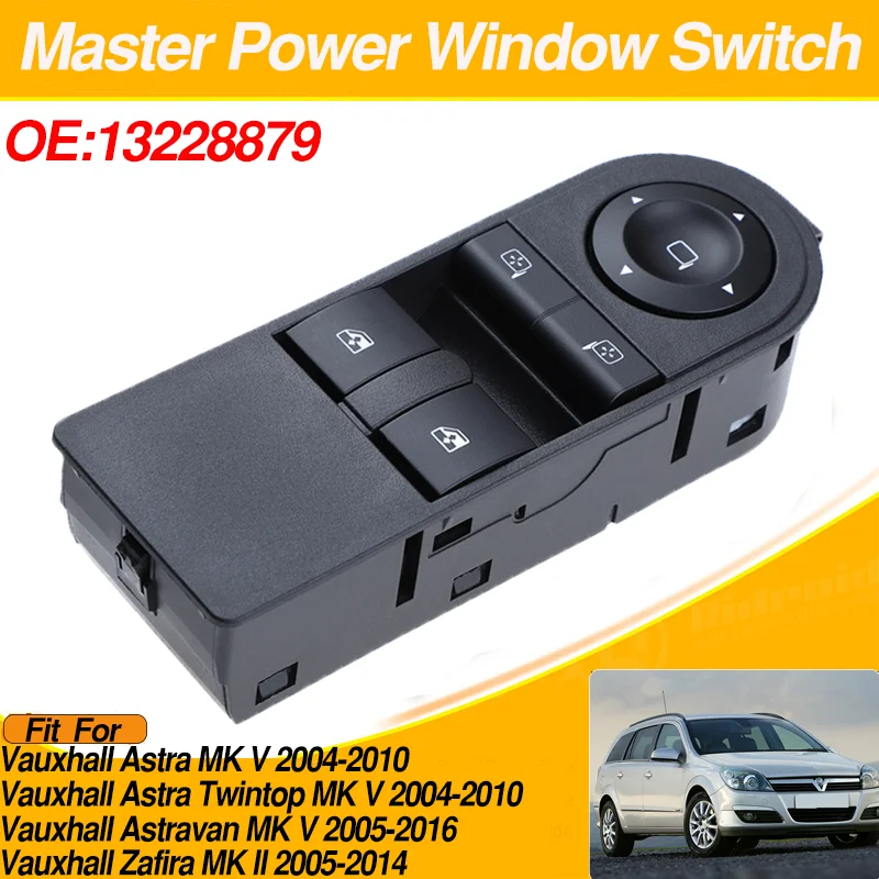13228879 Pulsante Interruttore Di Controllo Alzacristalli Elettrici Per Vauxhall Astra Mk V Astra Twintop Mk V Astravan Mk V Zafira Mk Ii
