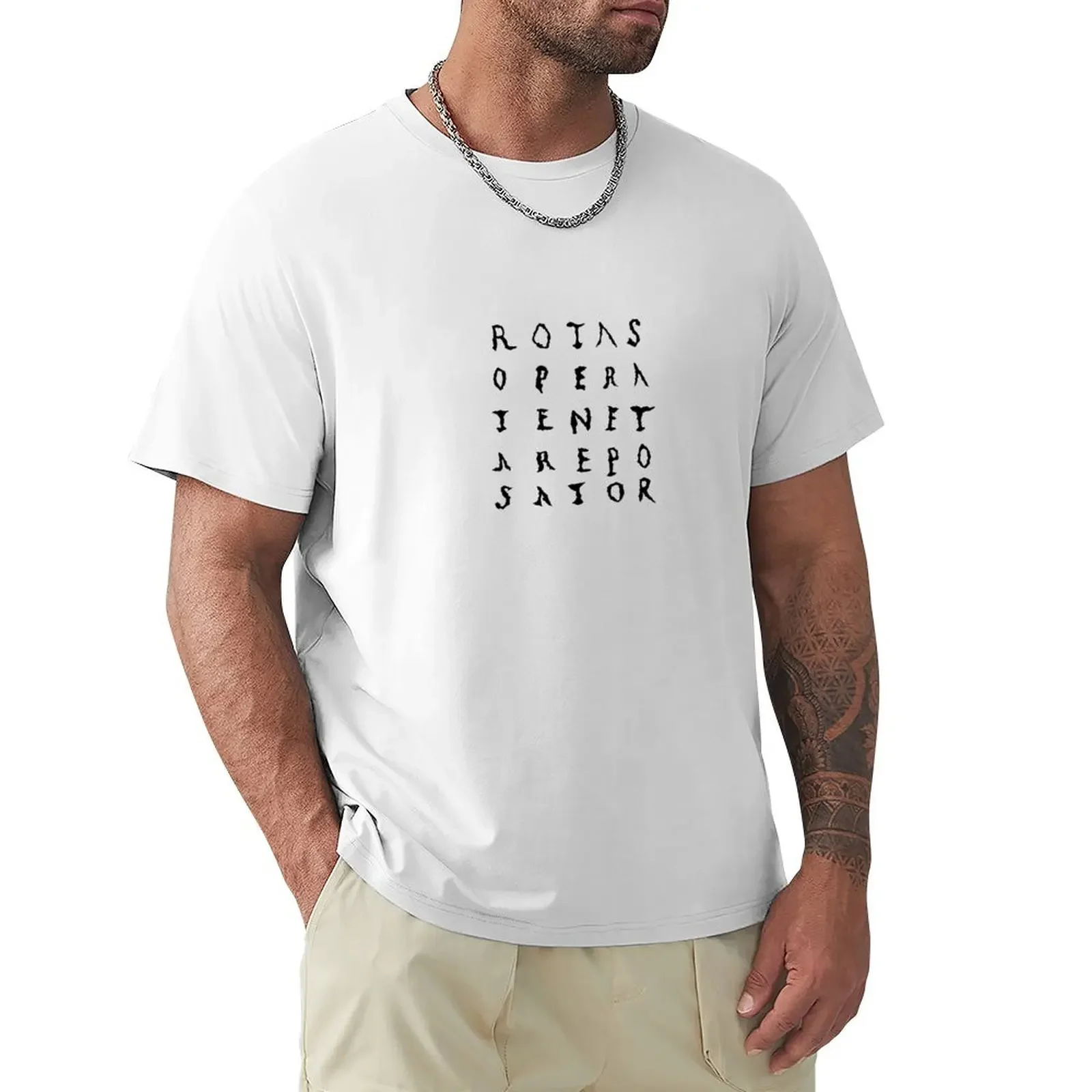 Roman Sator Square, Black Lettering T-Shirt Funnys Graphics Plain Black T-Shirt Uomo