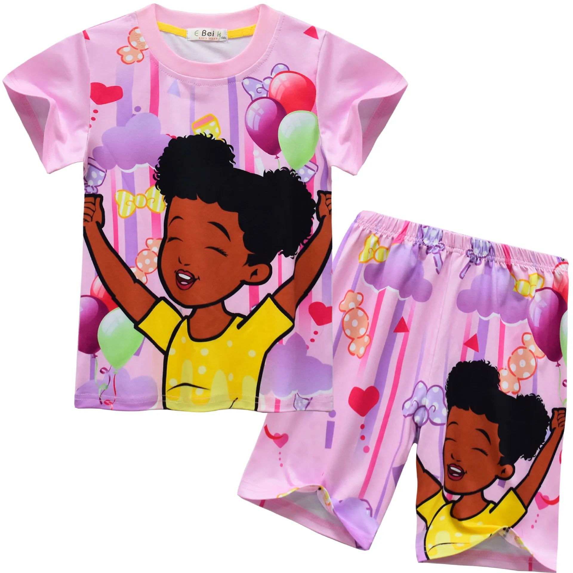 Grace'S Corner Anime Toddler Boy Clothes Pigiama Estivo Tshirt A Maniche Corte In Cotone + Pantaloncini Costume Girls Casual Sportswear Set