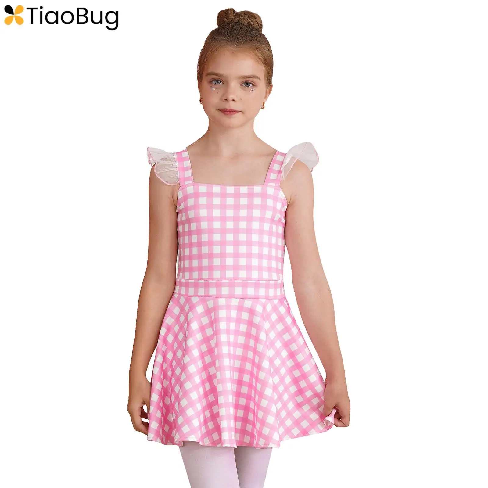 Bambini Ragazze Pieghettato Plaid Dress Percalle Costume Halloween Carnival Cosplay Schoolgirl Uniform Dreamgirl Fancy Dress Up