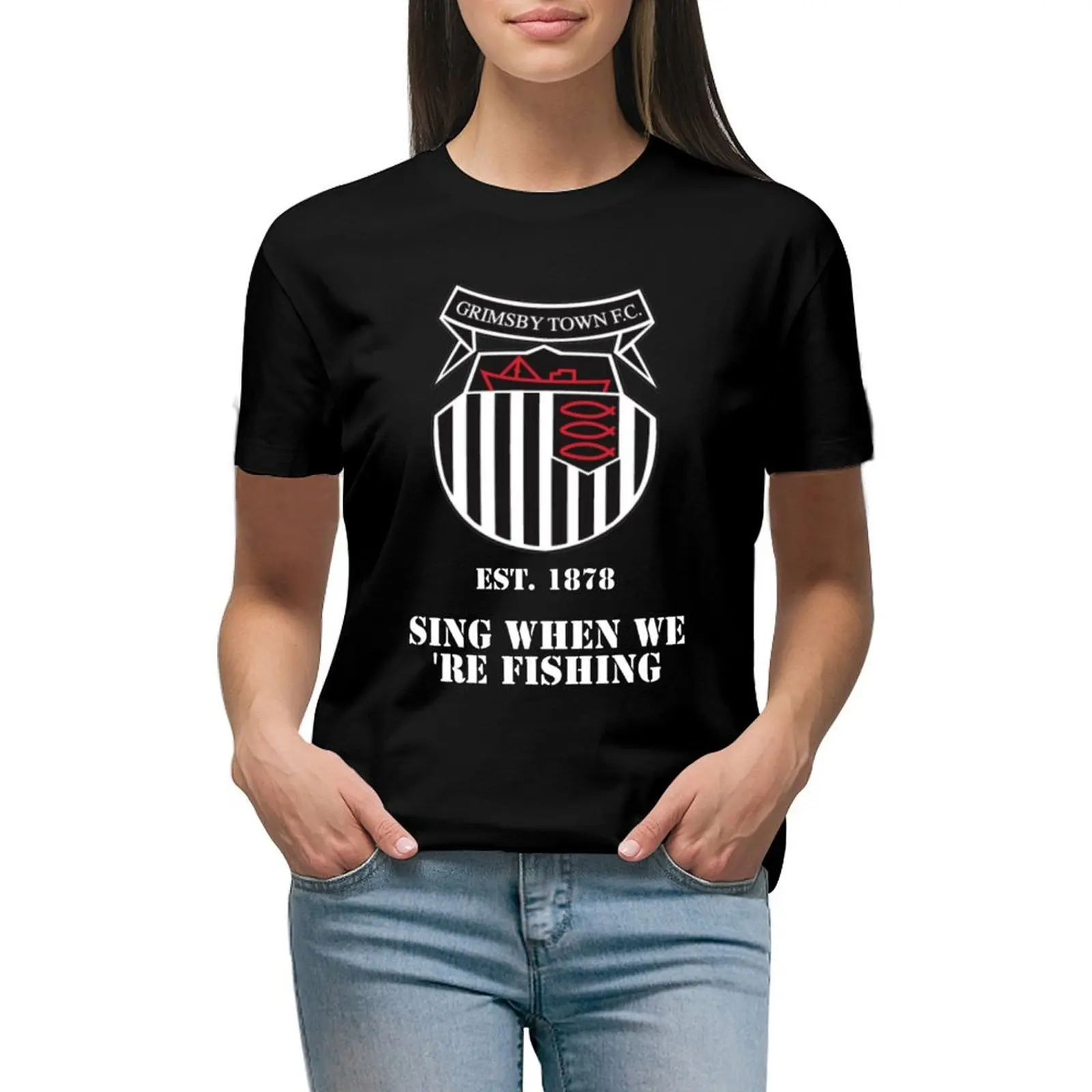 Grimsby Town Fc (3) T-Shirt Abbigliamento Femminile Grafica Vestiti Primaverili Donna 2024