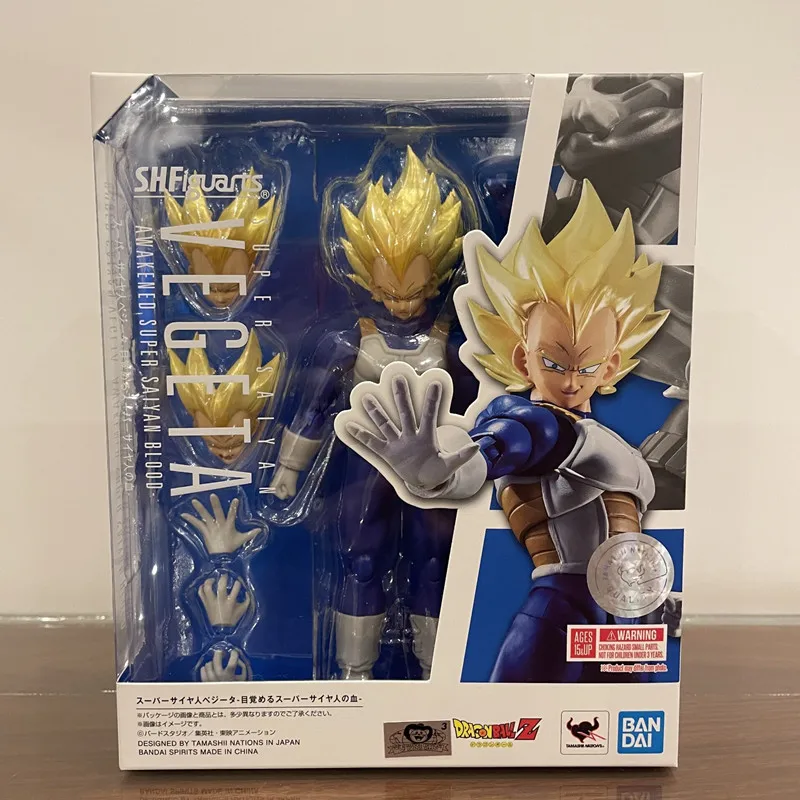 Bandai Original S.H Figuarts Vegeta Super Saiyan Boy From The Future Spot Figure Model Ornaments Collection Decorazione Regali Giocattolo