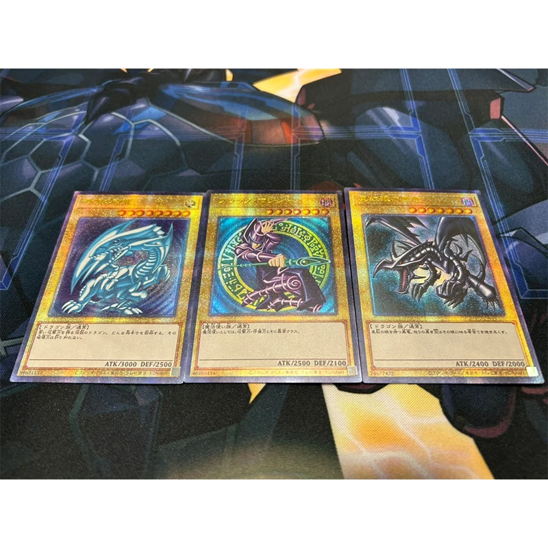 3 Pezzi Yu-Gi-Oh! Fai Da Te Anime Game Collection Card Blue-Eyes White Dragon Black Magician Red-Eyes Black Dragon Festival Gifts