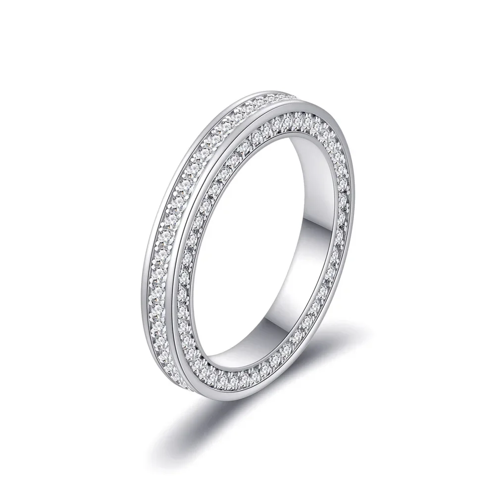 Zhenchengda New Full Sky Star Diamond Ring S925 Anello Tricolore Placcato Oro Argento Puro