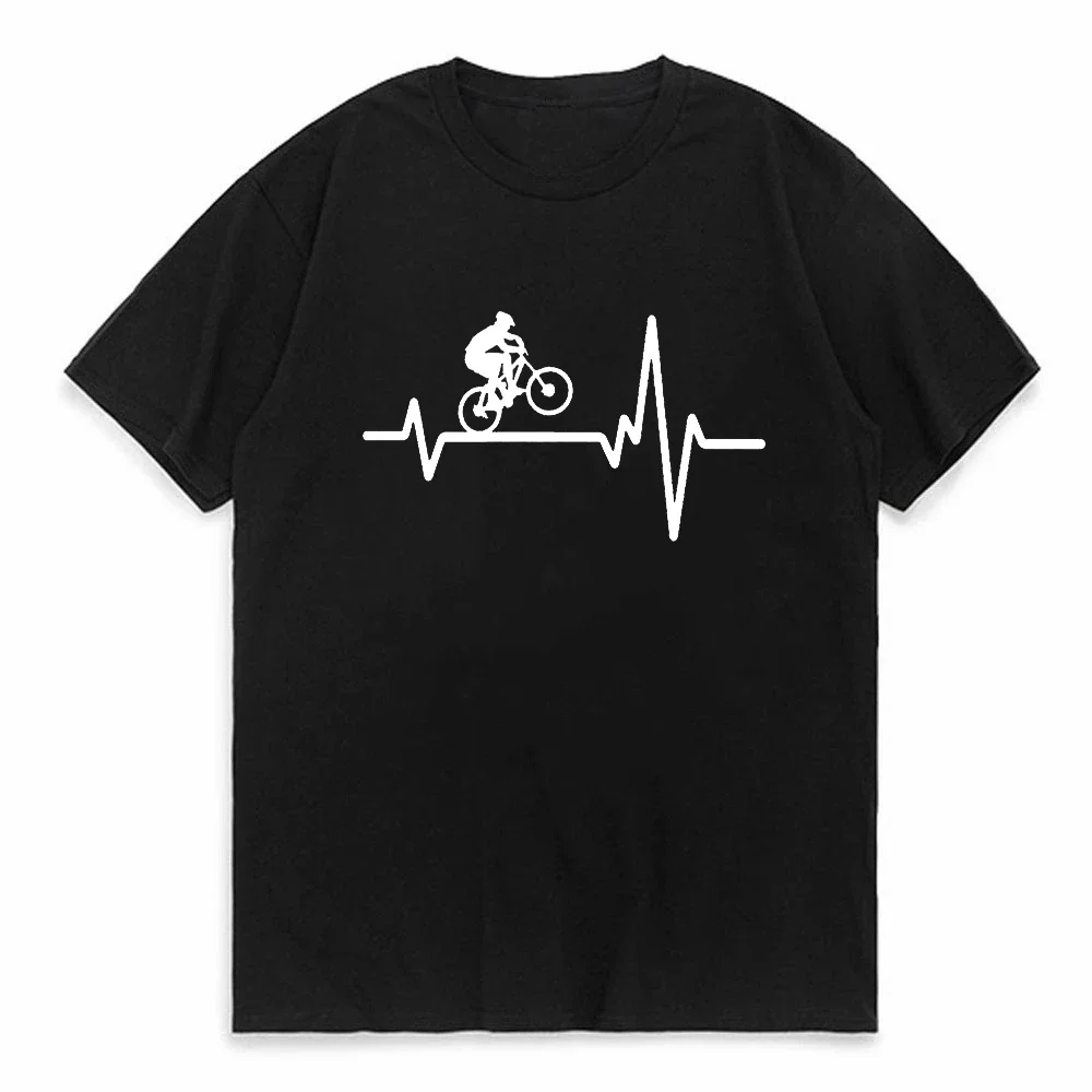 Mountain Bike Heartbeat Funny Biker T Shirt Ironman Triathlon Sports Men T Shirt Casual Mens Manica Corta Bicicletta Ciclismo Tees